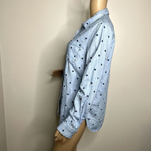 Old Navy Polka Dot Button Down Denim Shirt - Picture 2 of 9